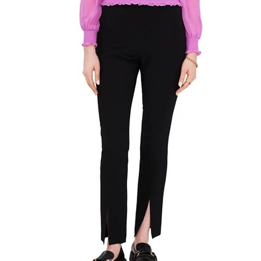 1.STATE Women’s Straight Leg Front Slit Ankle Pant – Rich Black, Size 6